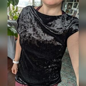 Vince Camuto Black Cap Sleeve Relaxed T-Shirt